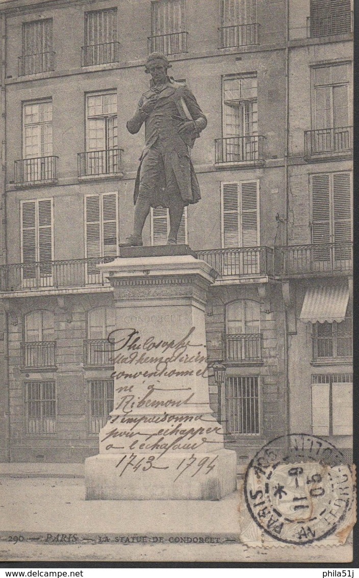 PARIS "75" __LA STATUE DE  CONDORCET - Statues