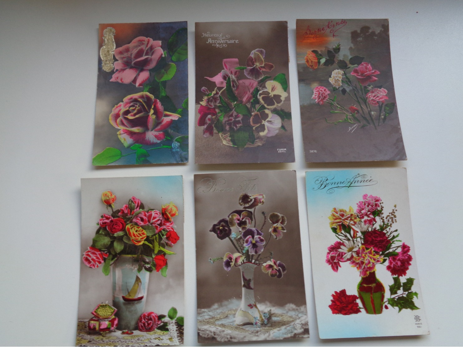 Beau lot de 60 cartes postales de fantaisie  fleurs fleur   Mooi lot van 60 postkaarten  bloemen bloem