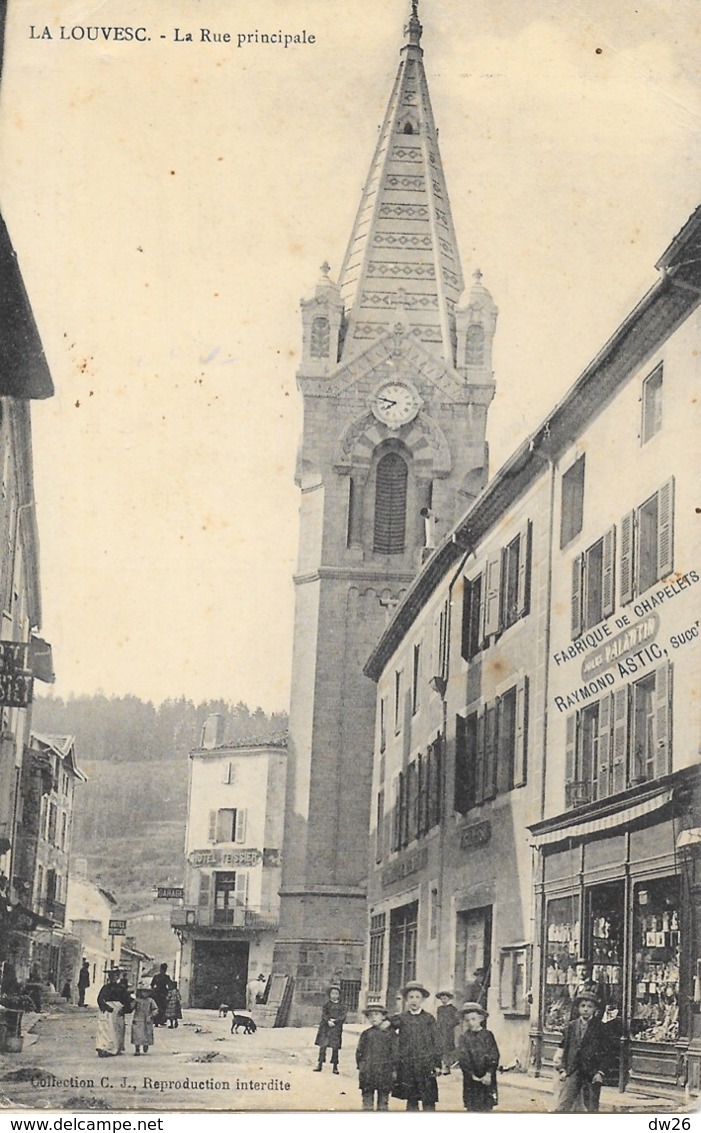 La Louvesc (Ardèche) La Rue Principale, L'Eglise, Fabrique De Chapelets - Collection C.J. Carte Non Circulée - La Louvesc