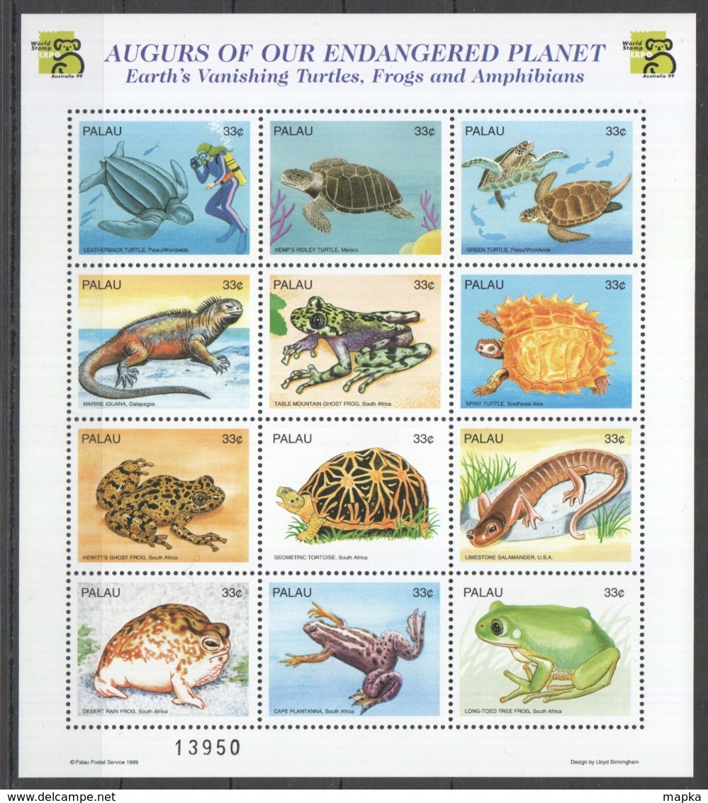 PK021 1999 PALAU FAUNA REPTILES AUGURS OF OUR ENDANGERED PLANET 1SH MNH - Andere & Zonder Classificatie