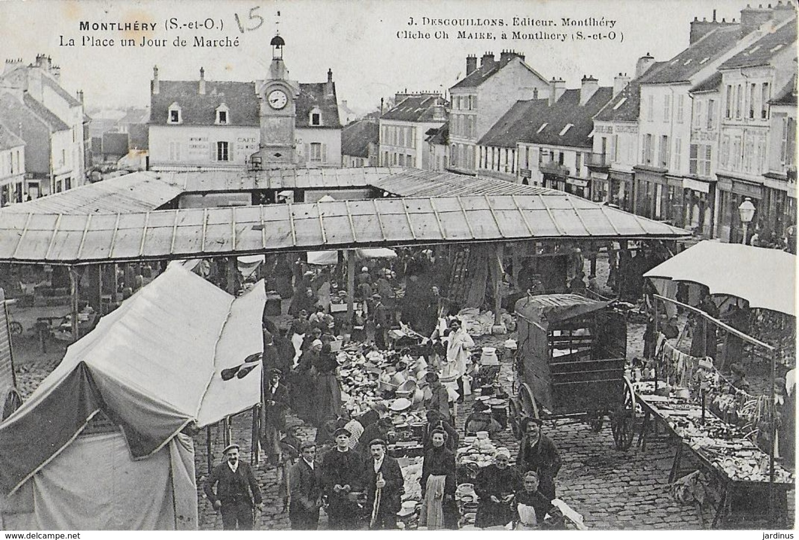 MONTLHERY : La Place , Un Jour De Marché (1911) - Montlhery