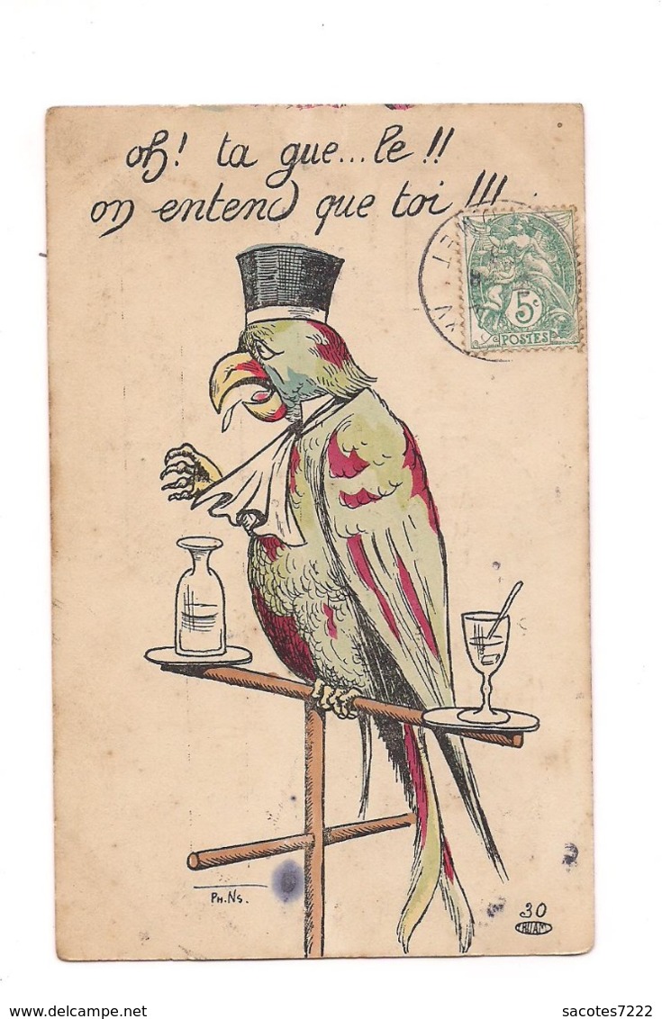 PERROQUET AVOCAT  ET ABSINTHE - CPA ILLUSTREE Ph.Ns; - Oiseaux