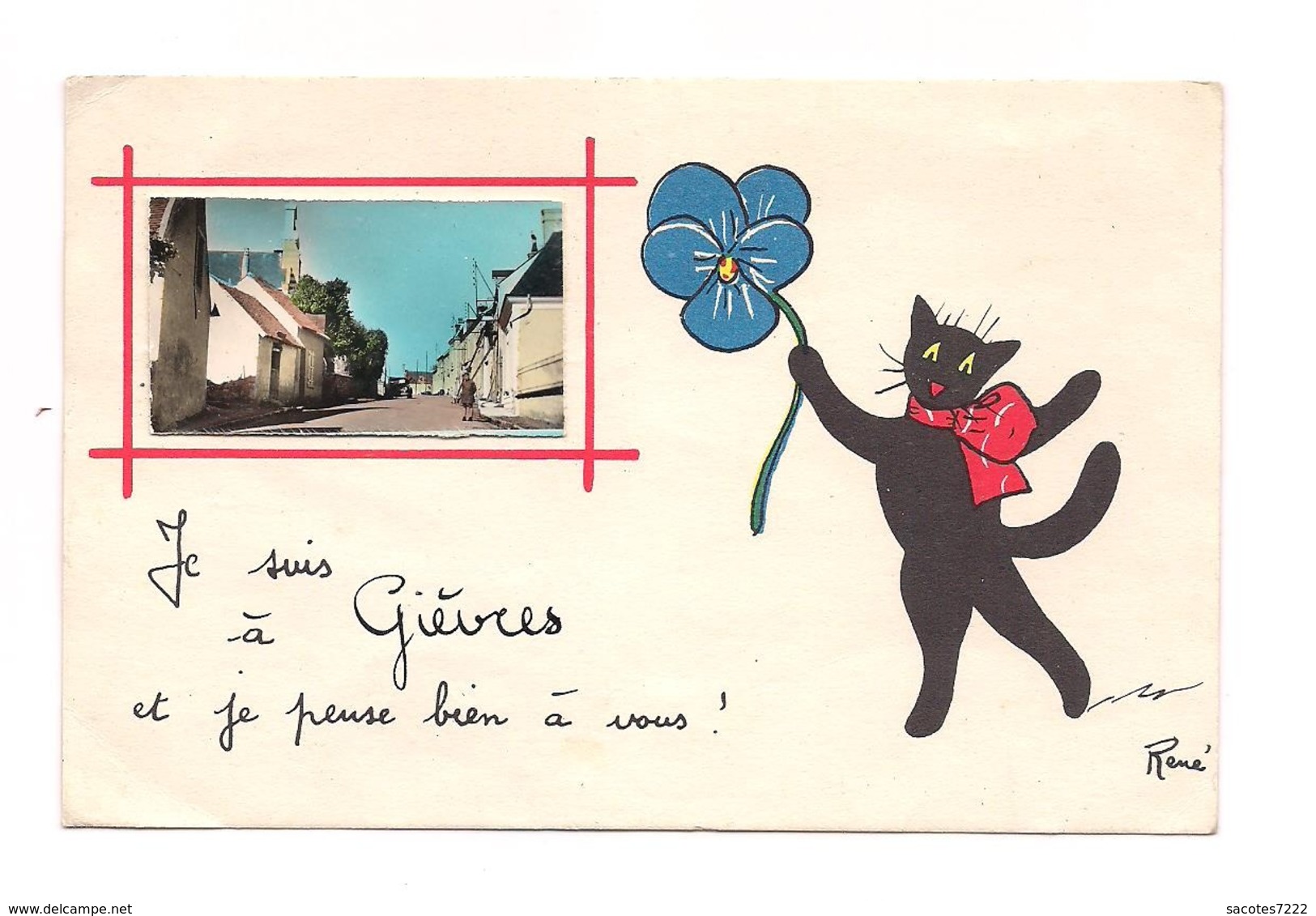 PETIT CHAT NOIR - (René)- Je Suis à GIEVRES... - Other & Unclassified