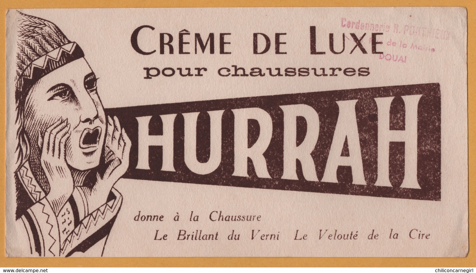 BUVARD Illustré - BLOTTING PAPER - HURRAH Crème De Luxe - Chaussures - Indien - Cordonnerie PONTHIEUX Douai - Zapatos