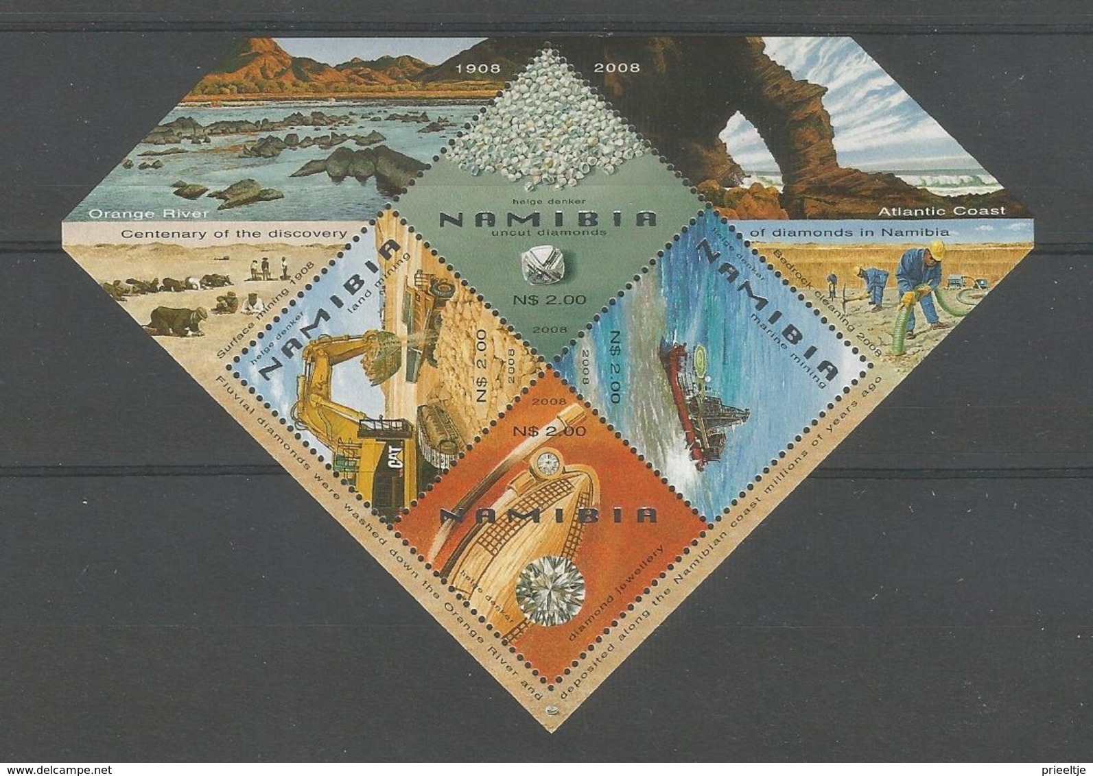 Namibia 2008 Centenary Of The Discovery Of Diamonds In Namibia S/S Y.T. BF 72 ** - Namibië (1990- ...)