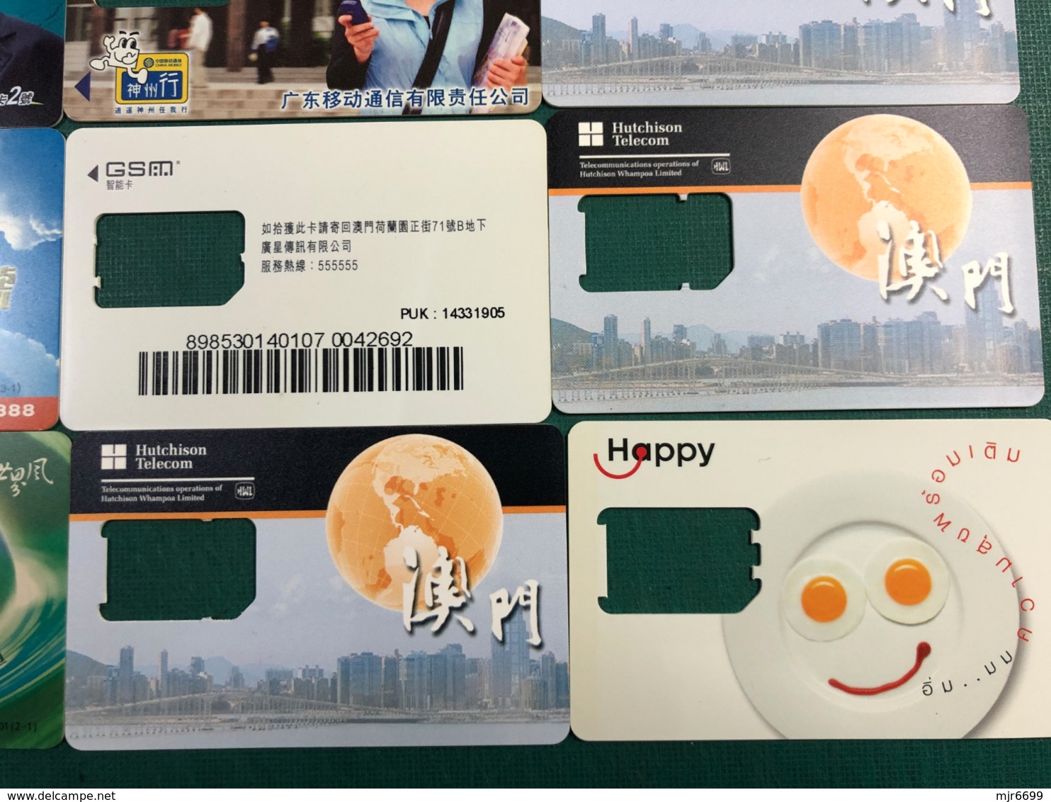 MACAU, CHINA & THAILAND LOT OF 9 GSM SIM CARD HOLDER, ALL WITH SIM CARD REMOVED - Macao