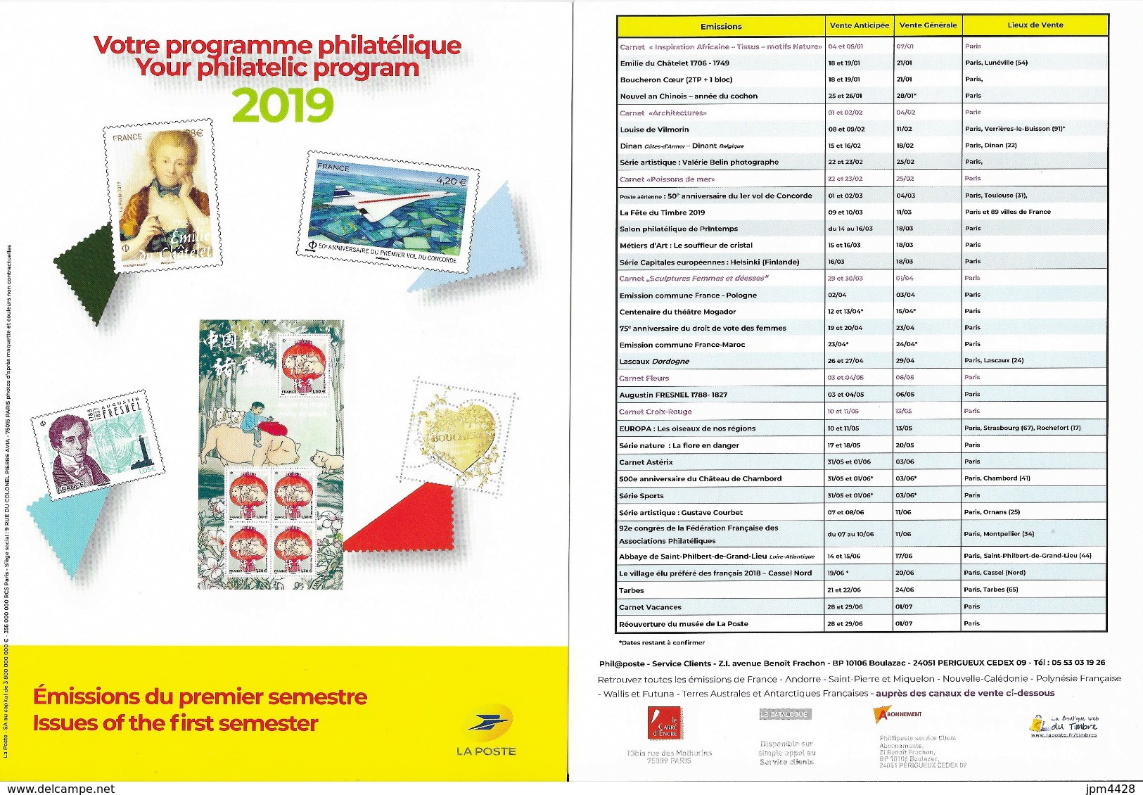 Document La Poste Calendrier Du Programme Des  émissions Du 1er Semestre 2019 - Autres & Non Classés