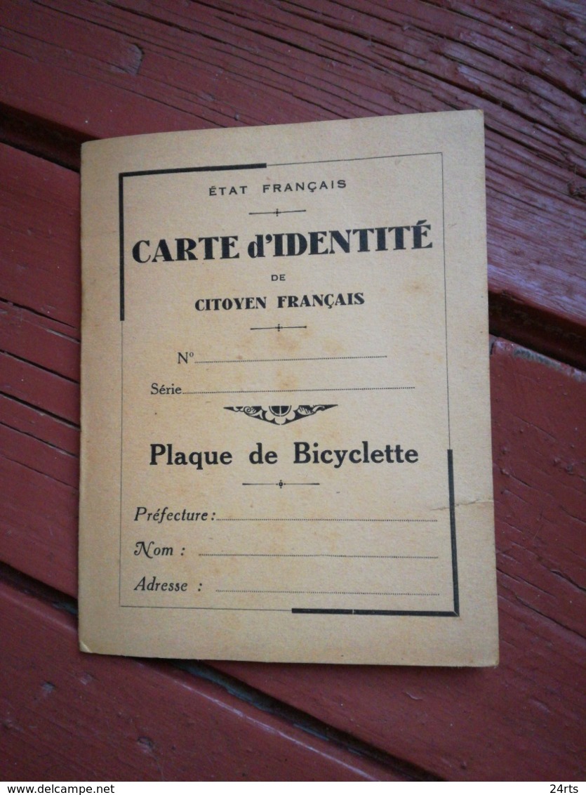 Carte D Identité De Citoyen Français, Vichy, Pétain, Résistance, Bicyclette, Béziers, Hérault - 1939-45