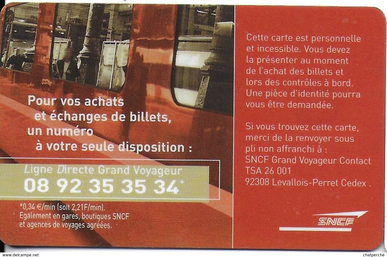 CARTE A PUCE CHIP CARD CARTE A USAGE MULTIPLES  TRANSPORT SNCF  GRAND VOYAGEUR - Autres & Non Classés