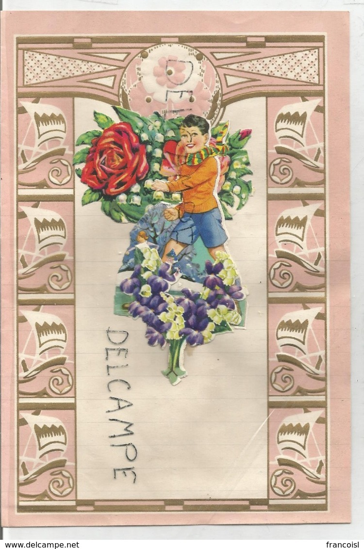 Superbe Papier à Lettre. Décor Garçon En écharpe Bouquet De Roses Et Muguets. - Matériel Et Accessoires