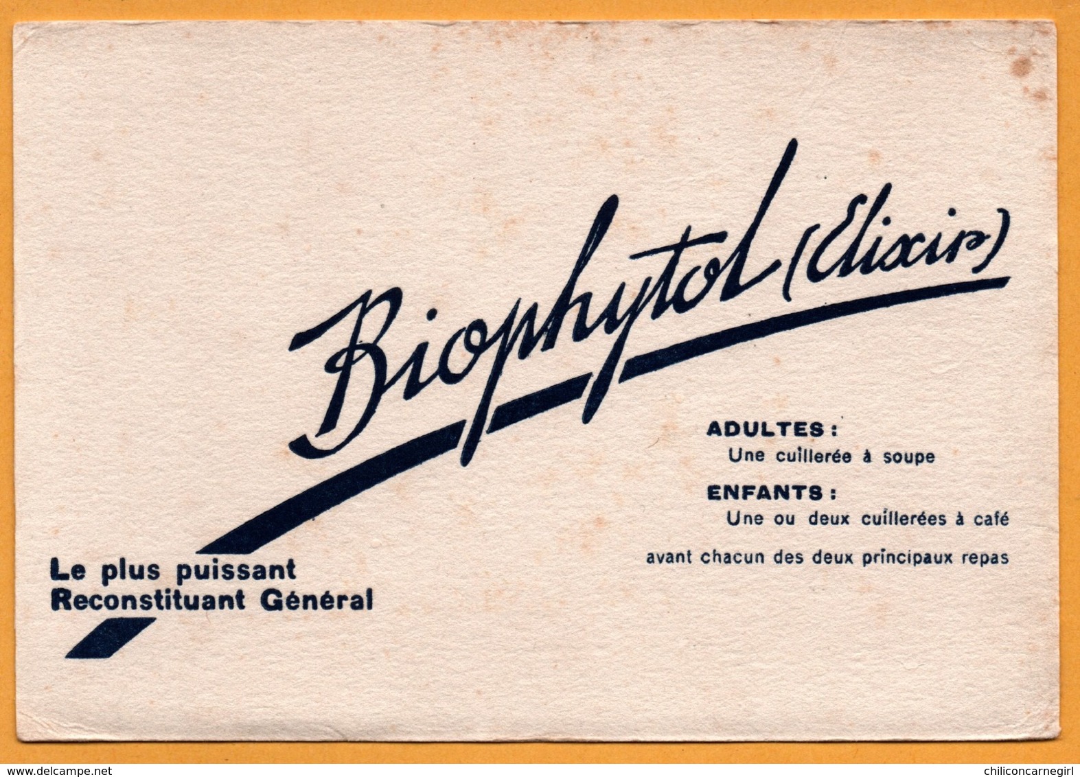 BUVARD - BLOTTING PAPER - BIOPHYTOL - Elixir - Le Plus Puissant Reconstituant Général - Droguerías