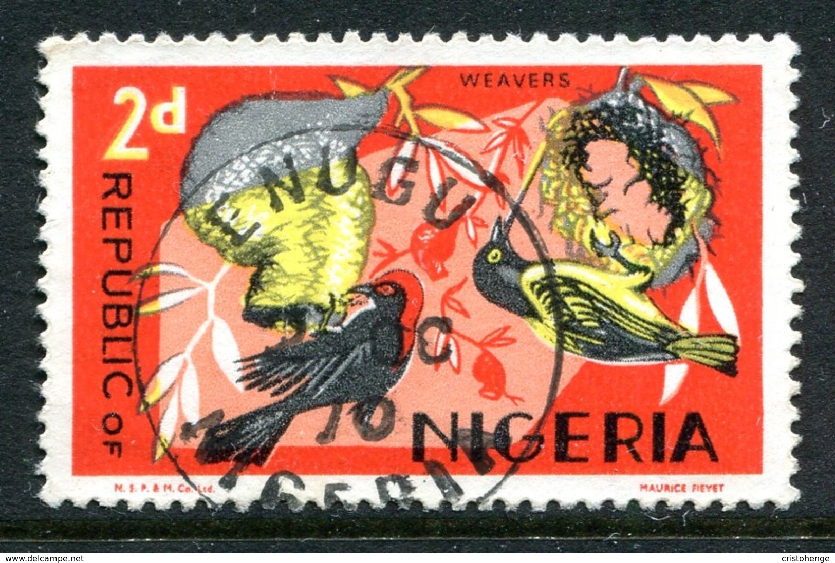 Nigeria 1969-72 Wildlife - Printers Imprint - 2d Weaver Birds Used (SG 222) - Nigeria (1961-...)