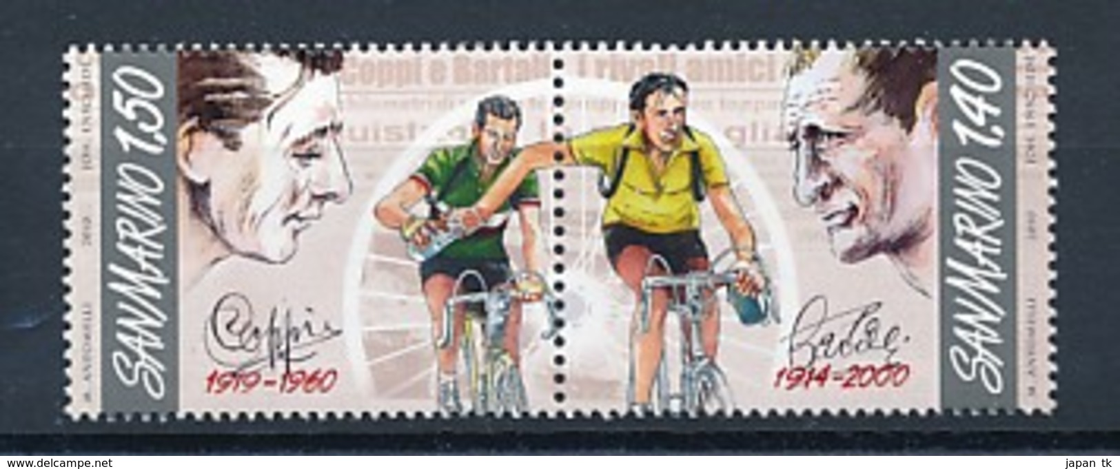 SAN MARINO Mi. Nr. 2435-2436 Radsport: 50. Todestag Von Fausto Coppi, 10. Todestag Von Gino Bartali - MNH - Unused Stamps