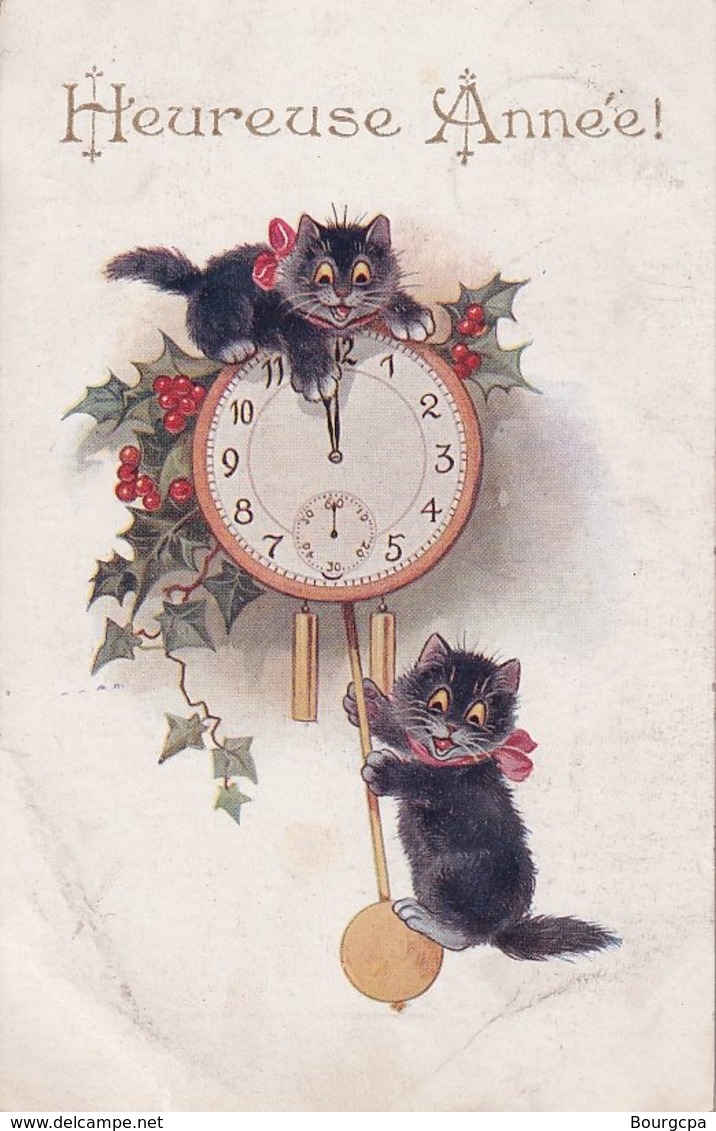 Heureuse Année  Pendules Avec 2 Chatons - New Year