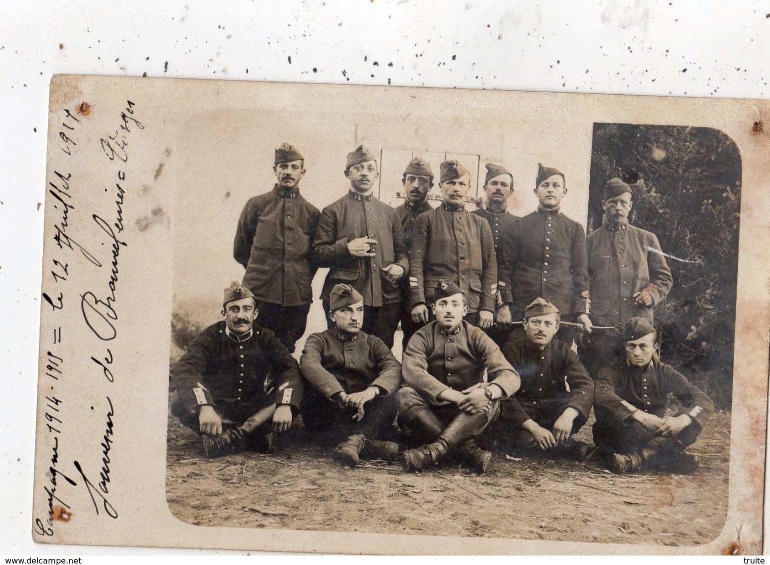 SOUVENIR DE BROUVELIEURES CAMPAGNE 1914 1919 GROUPE DE SOLDATS NUMERO 14 SUR LE COL (CARTE PHOTO ) - Brouvelieures