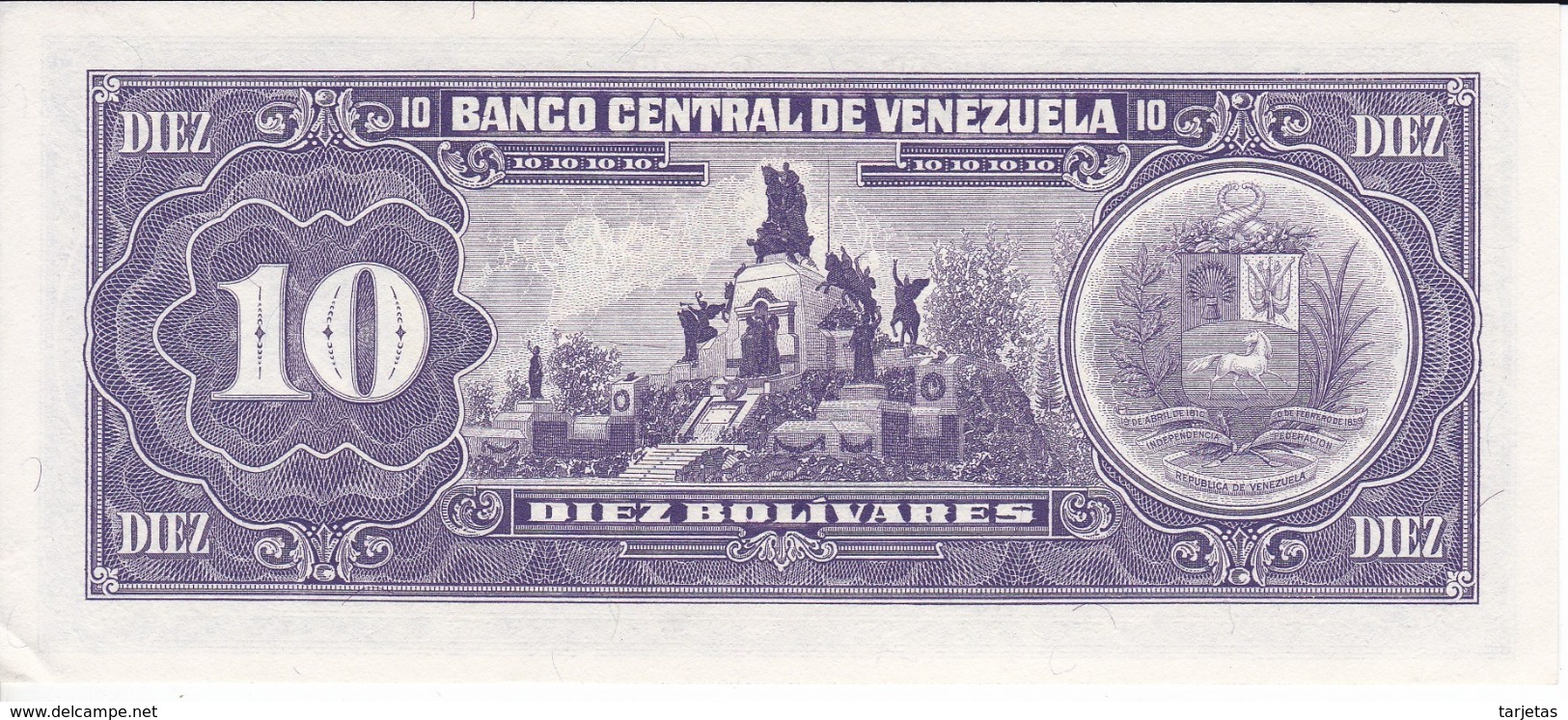 BILLETE DE VENEZUELA DE 10 BOLIVARES DEL AÑO 1990 SIN CIRCULAR  (BANKNOTE) UNCIRCULATED - Venezuela