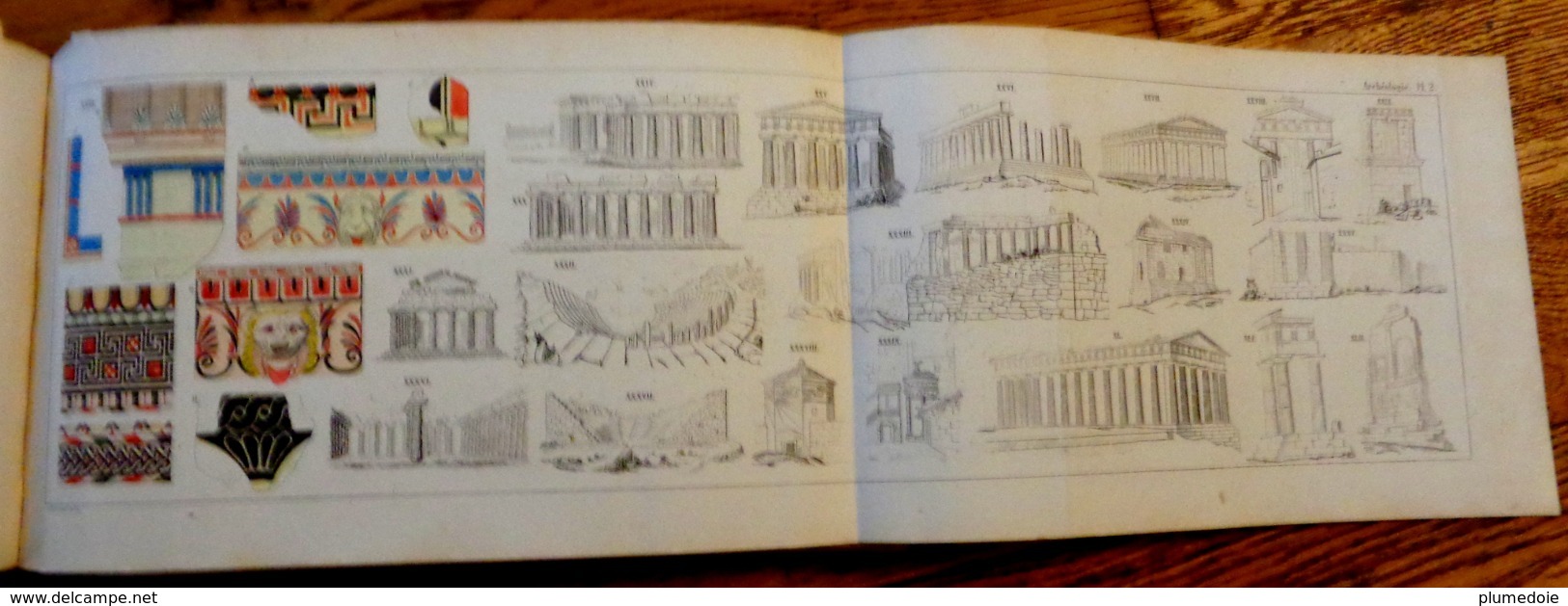 XIX° . E.O  1842 ATLAS D'ARCHÉOLOGIE RORET . 40 PLANCHES DÉPLIABLES .FOLD OUT ATLAS OF EGYPTIAN ROMAN Etc.. ARCHAEOLOGY - Archeologia