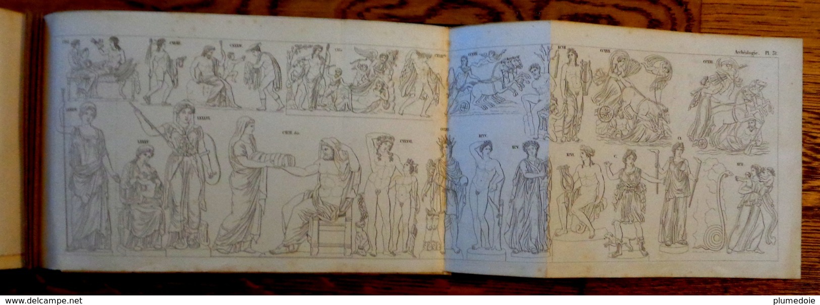 XIX° . E.O  1842 ATLAS D'ARCHÉOLOGIE RORET . 40 PLANCHES DÉPLIABLES .FOLD OUT ATLAS OF EGYPTIAN ROMAN etc.. ARCHAEOLOGY