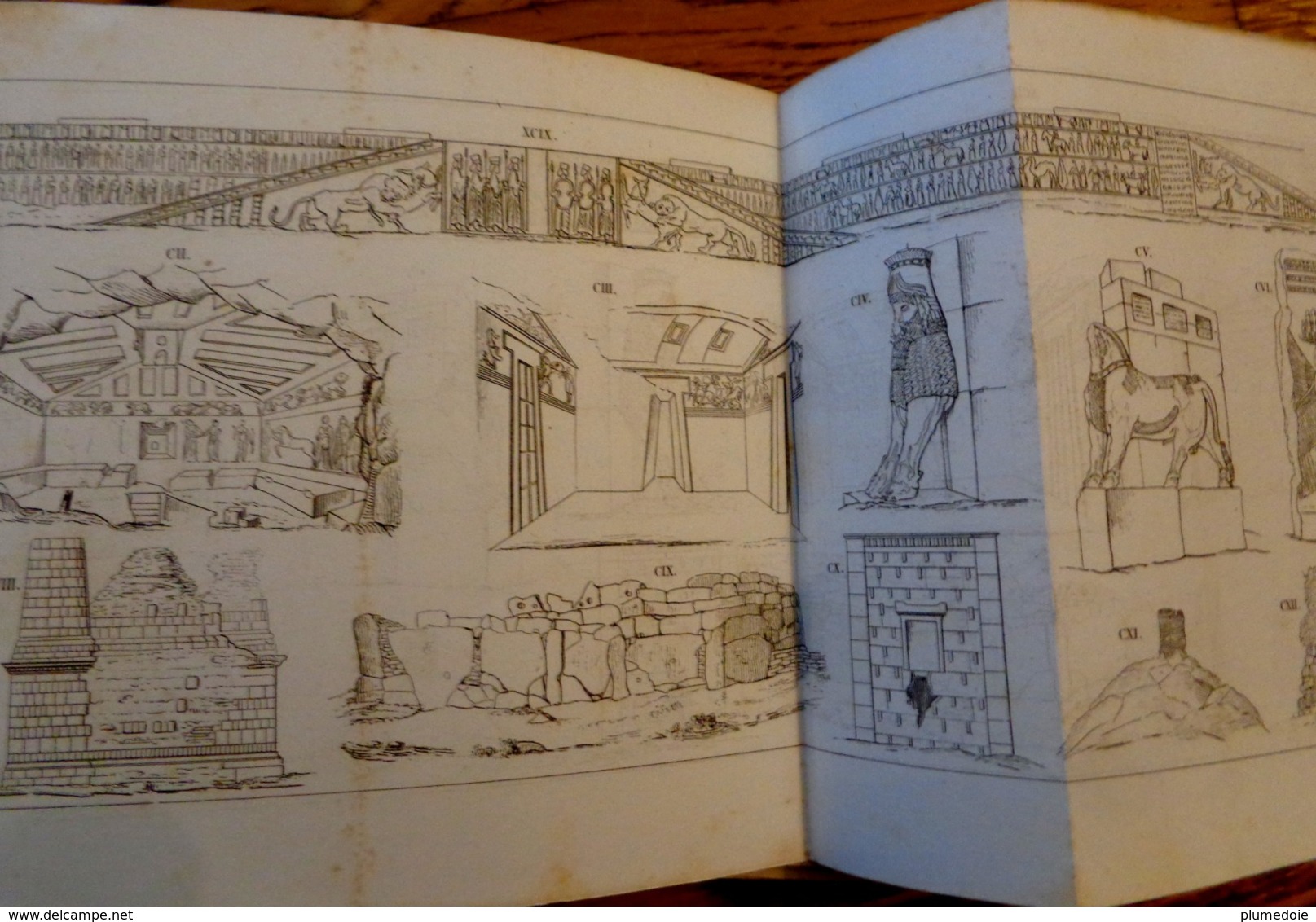 XIX° . E.O  1842 ATLAS D'ARCHÉOLOGIE RORET . 40 PLANCHES DÉPLIABLES .FOLD OUT ATLAS OF EGYPTIAN ROMAN etc.. ARCHAEOLOGY