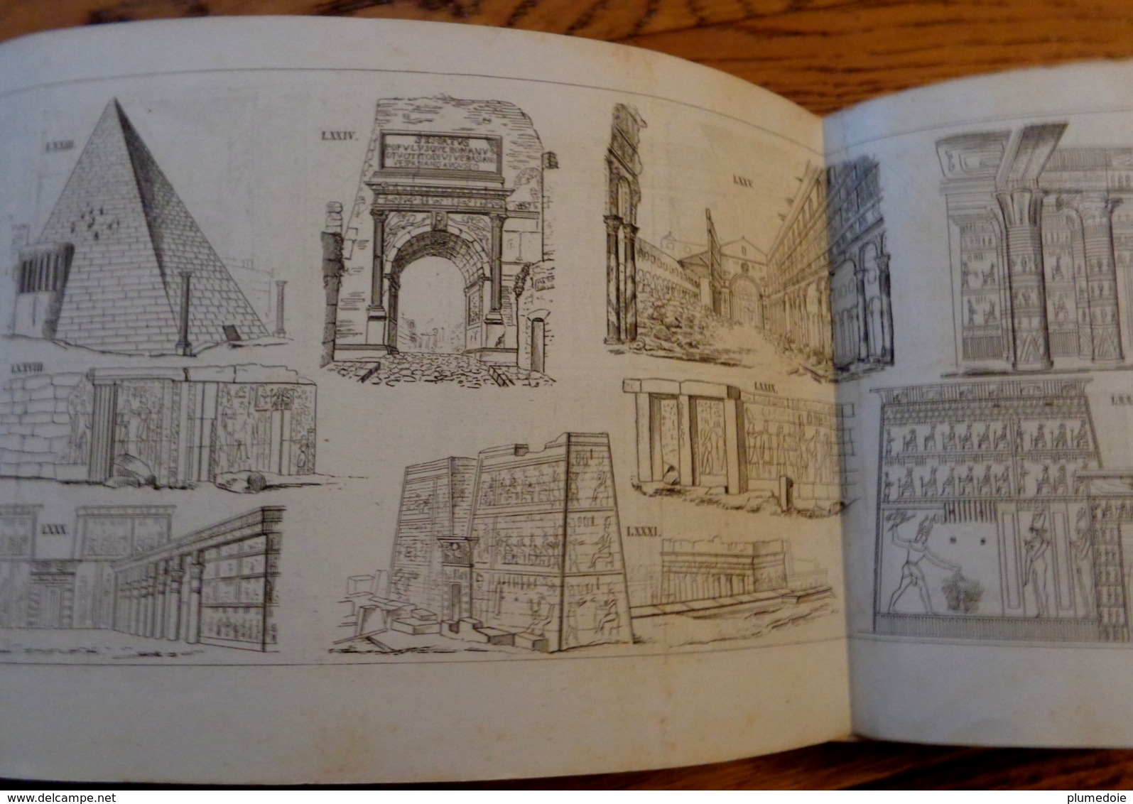 XIX° . E.O  1842 ATLAS D'ARCHÉOLOGIE RORET . 40 PLANCHES DÉPLIABLES .FOLD OUT ATLAS OF EGYPTIAN ROMAN etc.. ARCHAEOLOGY