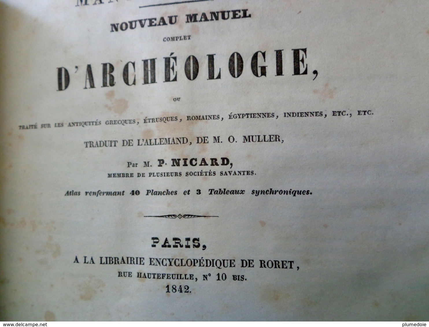 XIX° . E.O  1842 ATLAS D'ARCHÉOLOGIE RORET . 40 PLANCHES DÉPLIABLES .FOLD OUT ATLAS OF EGYPTIAN ROMAN etc.. ARCHAEOLOGY