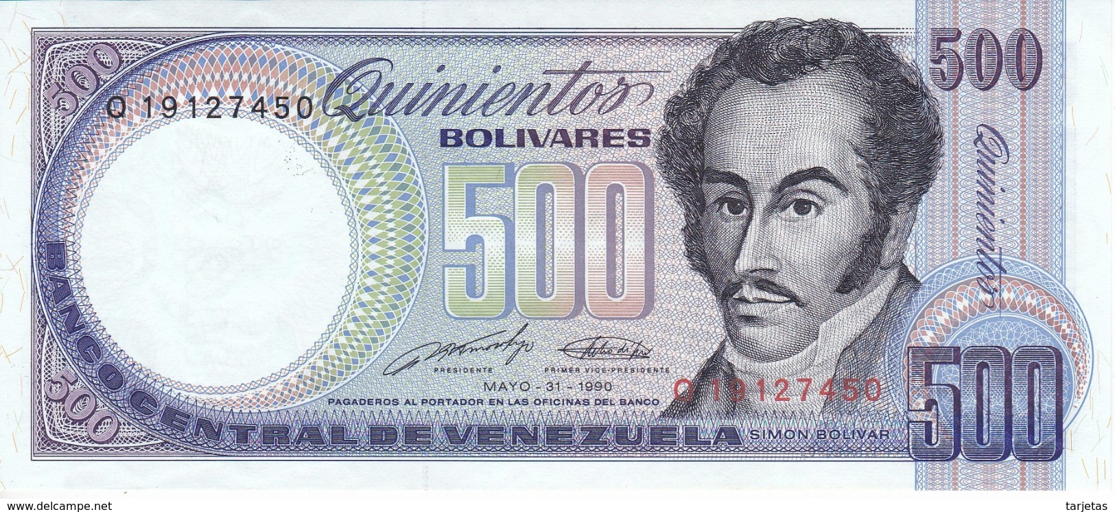 BILLETE DE VENEZUELA DE 500 BOLIVARES DEL AÑO 1990 SIN CIRCULAR  (BANKNOTE) UNCIRCULATED - Venezuela