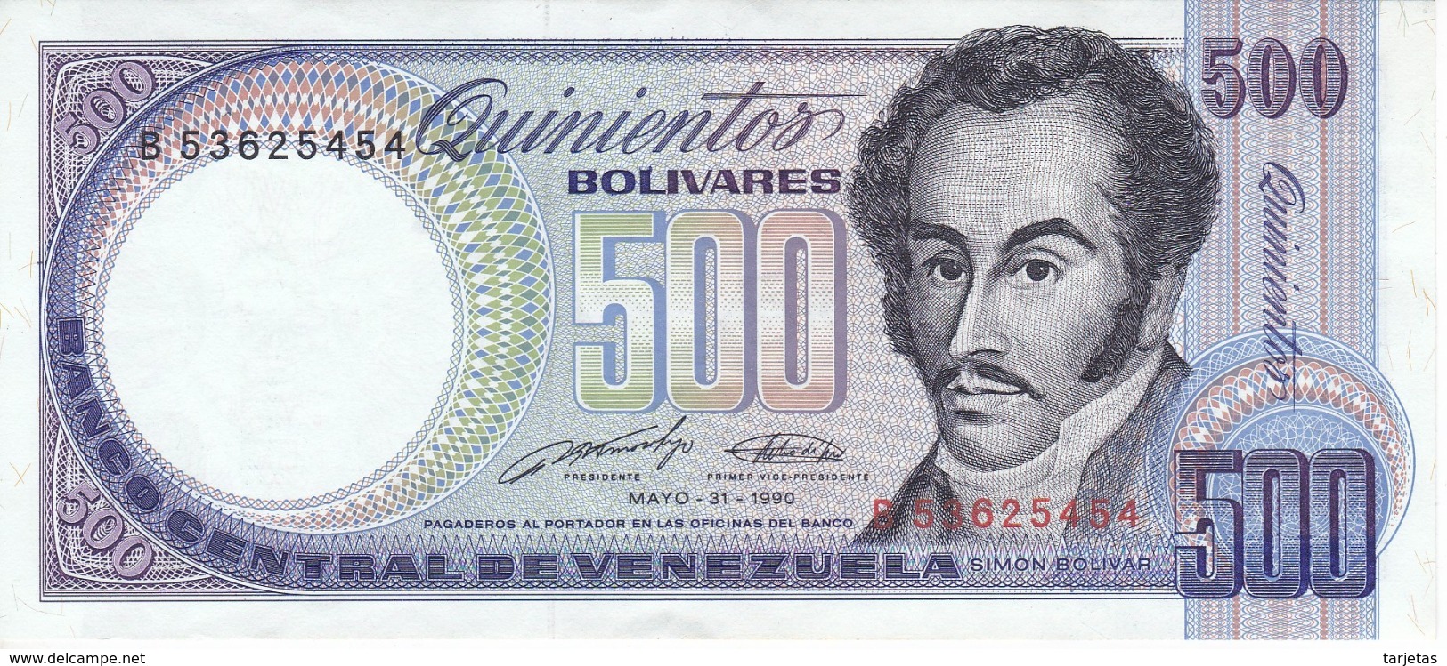 BILLETE DE VENEZUELA DE 500 BOLIVARES DEL AÑO 1990 EN CALIDAD EBC (XF)  (BANKNOTE) - Venezuela