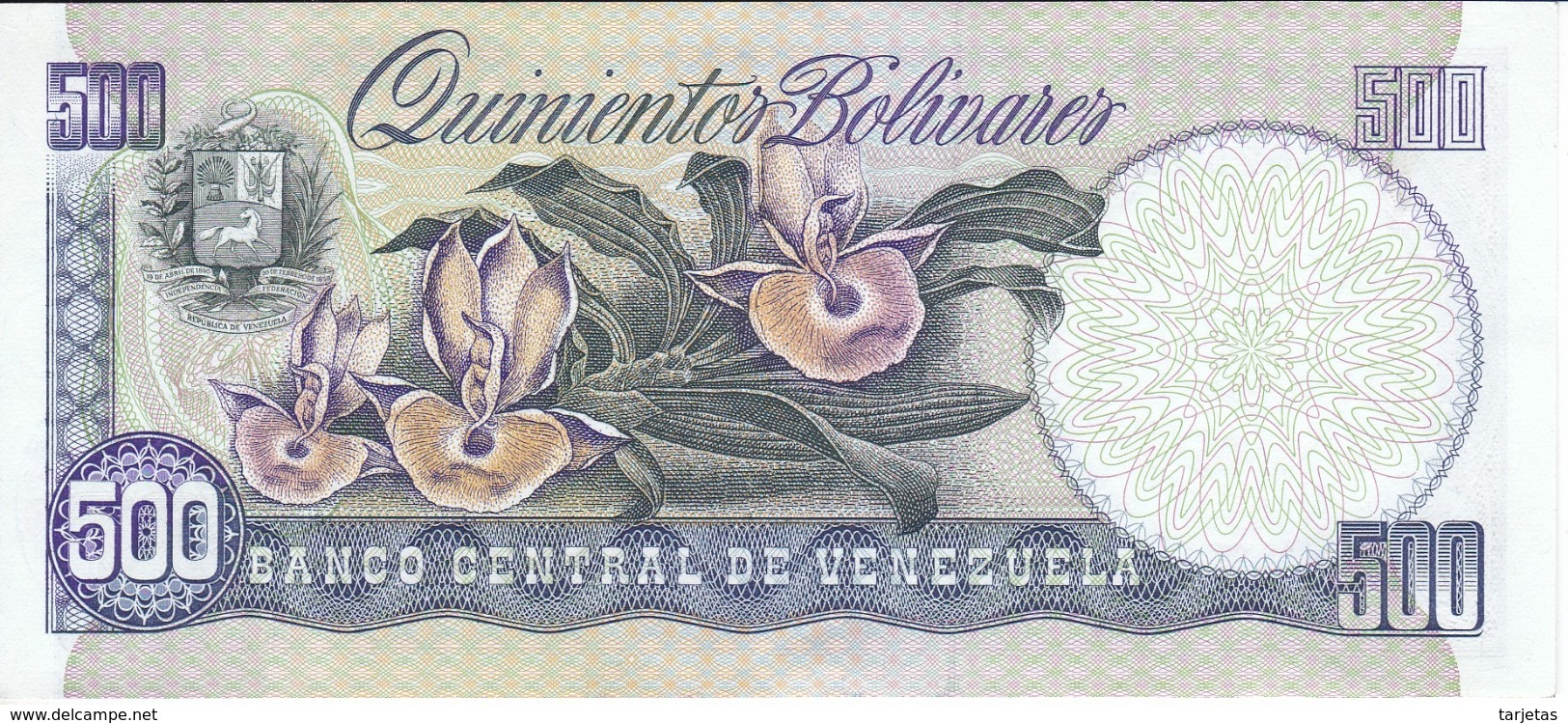 BILLETE DE VENEZUELA DE 500 BOLIVARES DEL AÑO 1990 EN CALIDAD EBC (XF)  (BANKNOTE) - Venezuela