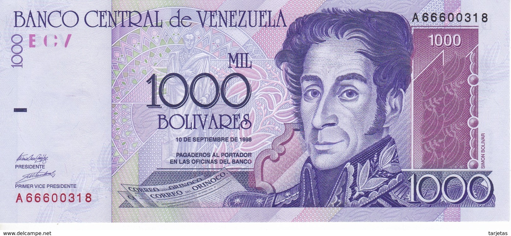 BILLETE DE VENEZUELA DE 1000 BOLIVARES DEL AÑO 1998 SIN CIRCULAR  (BANKNOTE) UNCIRCULATED - Venezuela