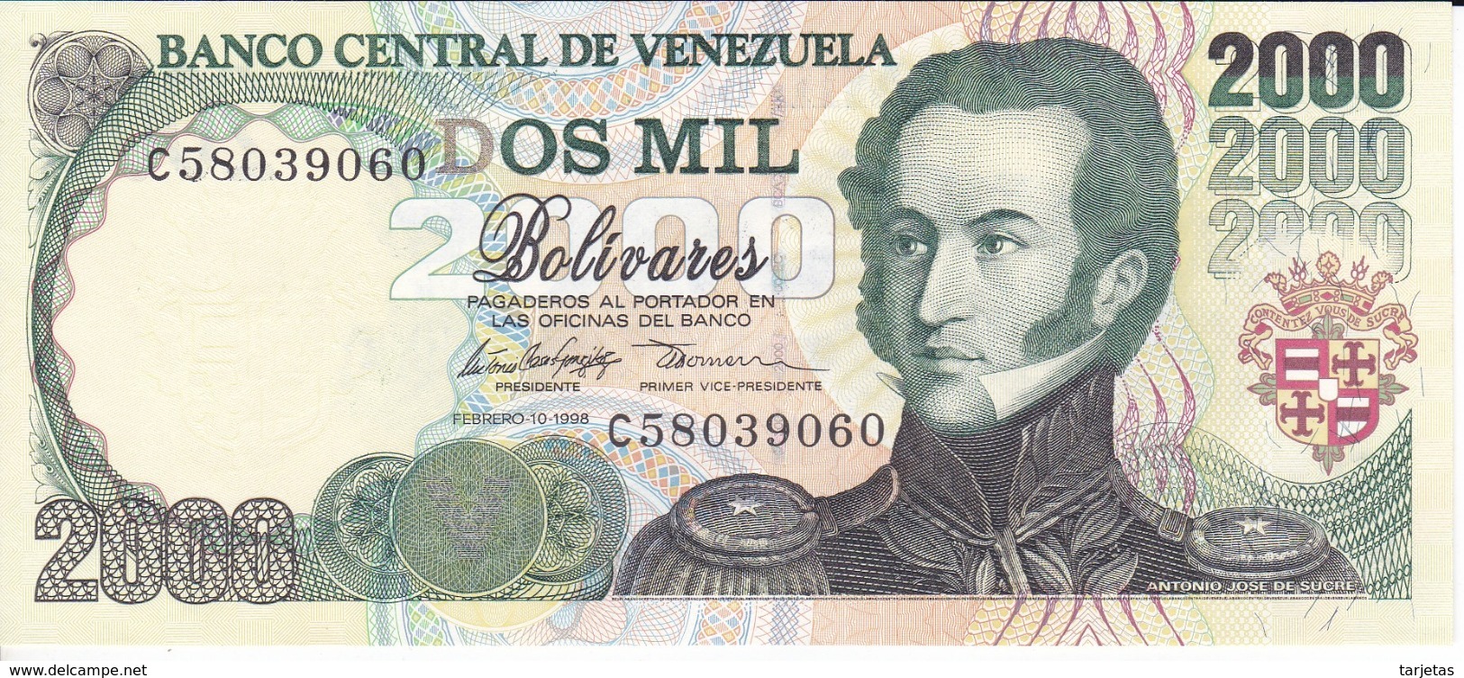 BILLETE DE VENEZUELA DE 2000 BOLIVARES DE FEBRERO-10-1998 SIN CIRCULAR  (BANKNOTE) UNCIRCULATED - Venezuela