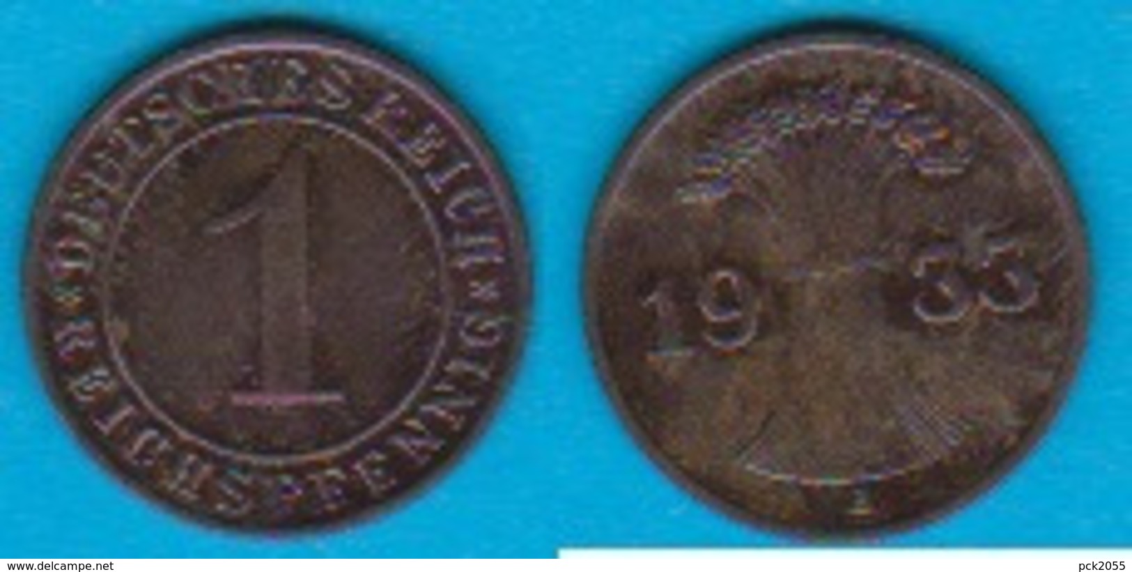 DR. 1 Reichspfennig 1933 A Kupfer J.-Nr.313 - 1 Rentenpfennig & 1 Reichspfennig