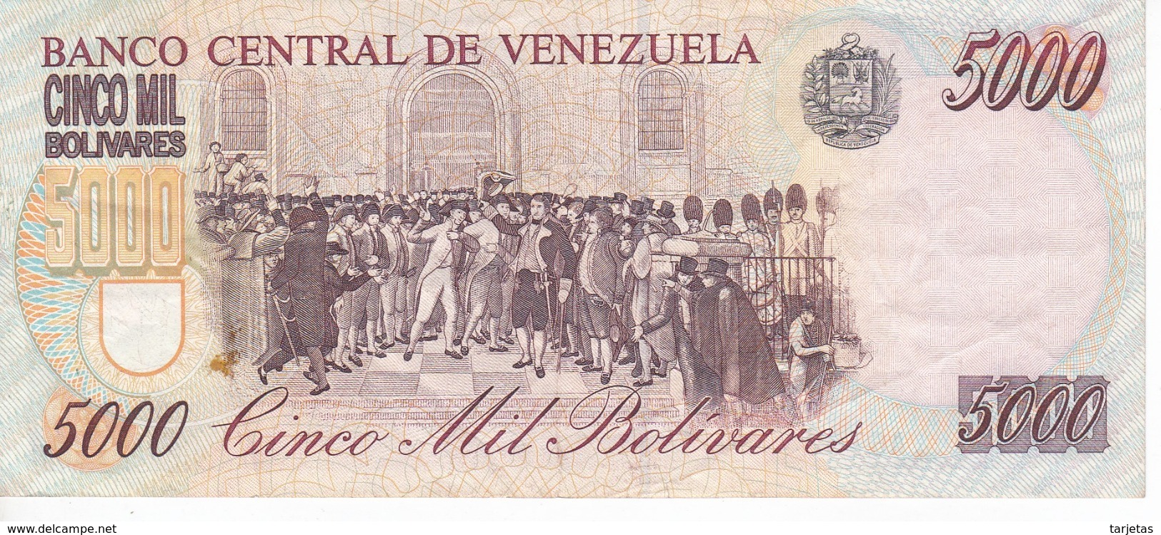 BILLETE DE VENEZUELA DE 5000 BOLIVARES DEL AÑO 1996  (BANKNOTE) - Venezuela