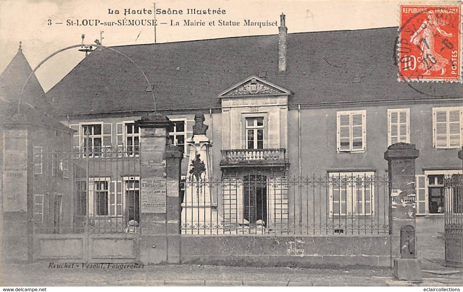 Saint Loup Sur Semouse       70      La Mairie Et Statue Marquiset           (voir Scan) - Otros & Sin Clasificación