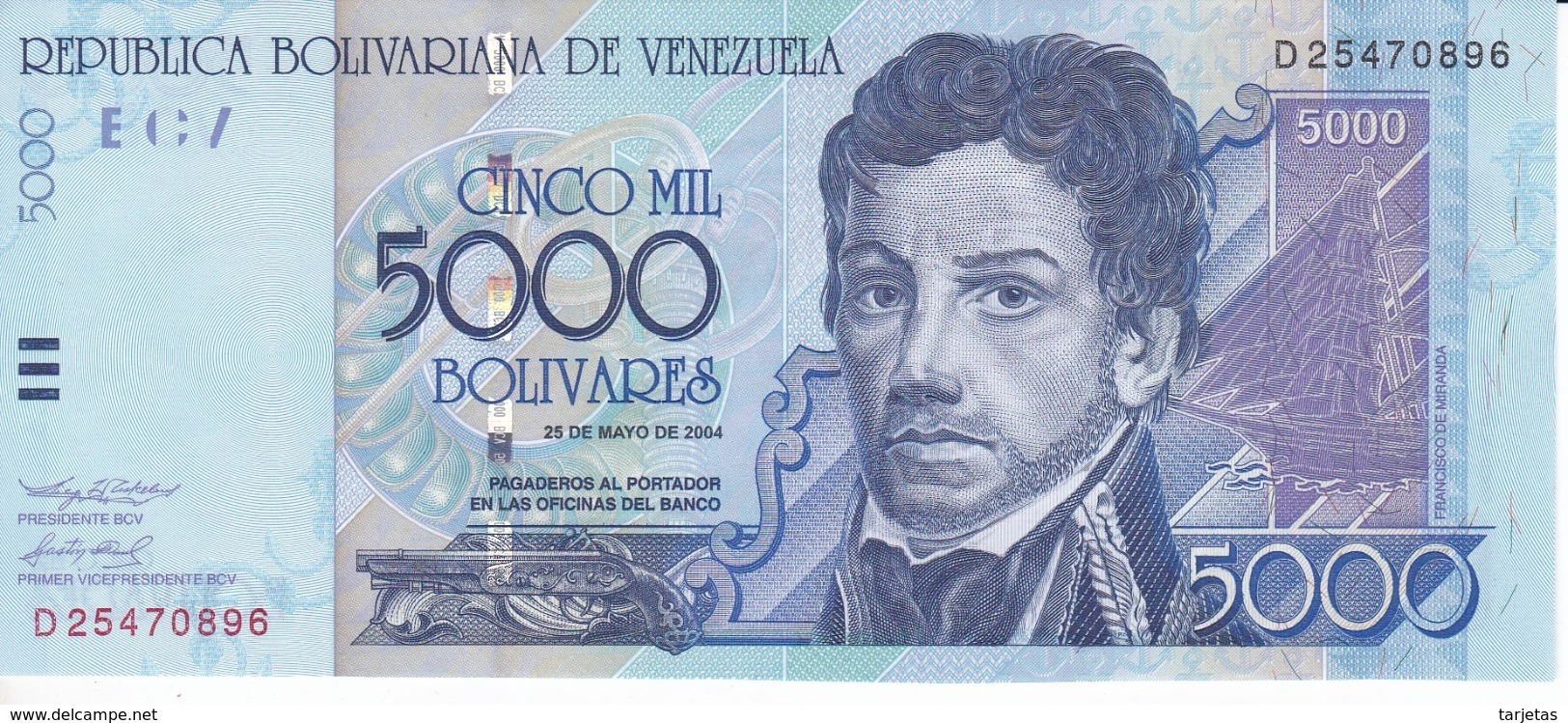 BILLETE DE VENEZUELA DE 5000 BOLIVARES DEL AÑO 2004 SIN CIRCULAR (BANKNOTE) UNCIRCULATED - Venezuela