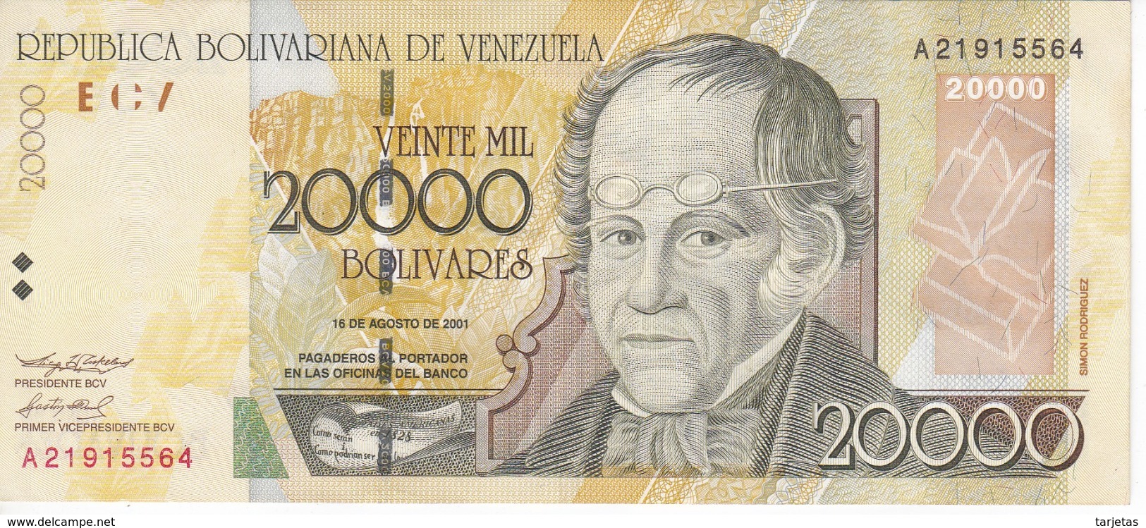 BILLETE DE VENEZUELA DE 20000 BOLIVARES DEL AÑO 2001 (BANK NOTE) - Venezuela