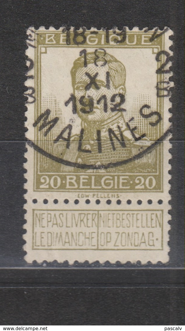 COB 112 Oblitération Centrale MECHELEN 2B - 1912 Pellens