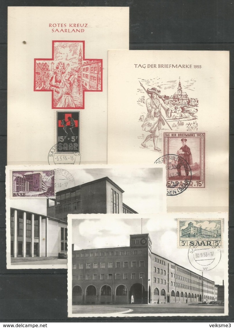 4 MC SAAR - Art - Architecture - Red Cross - 1953 - 1955 - Autres & Non Classés