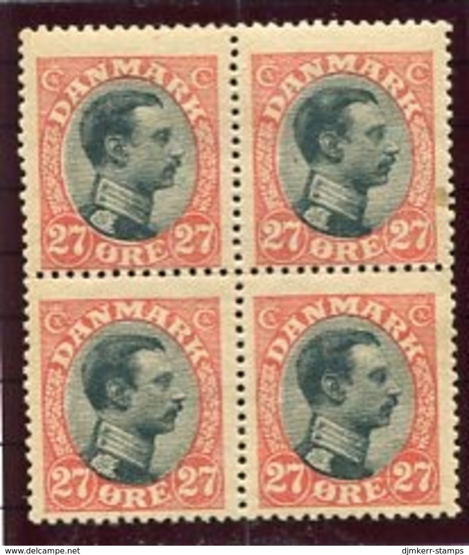 DENMARK 1918 King Christian X Definitive 27 Øre Block Of 4 MNH / ** .  Michel 101 - Nuovi