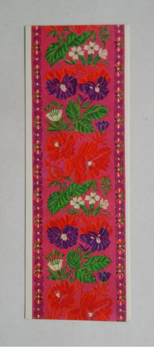 Bookmark-postcard Marque-page Carte Postale Embroidery Broderie Flowers Fleurs 1965 3 - Marcapáginas