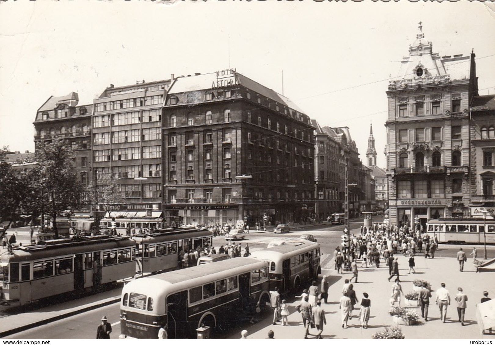 HUNGARY - Budapest 1964 - Hotel Astoria - Tramway - Old Bus - Hongrie