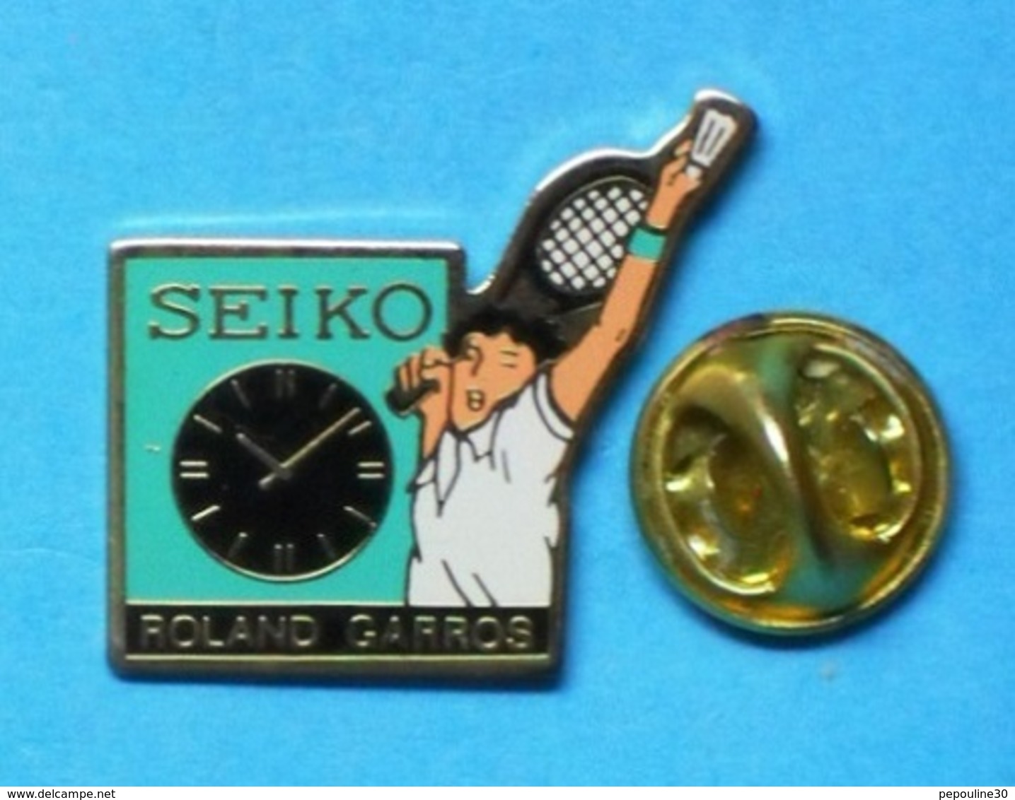 1 PIN'S  //   ** TENNIS / ROLAND GARROS / MONTRE SEIKO ** - Tennis