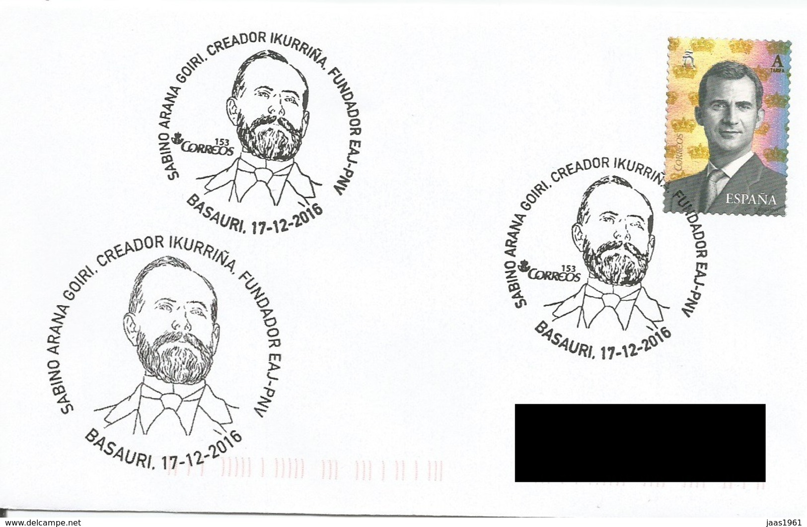 SPAIN. POSTMARK.  SABINO ARANA. 2016 - Otros & Sin Clasificación