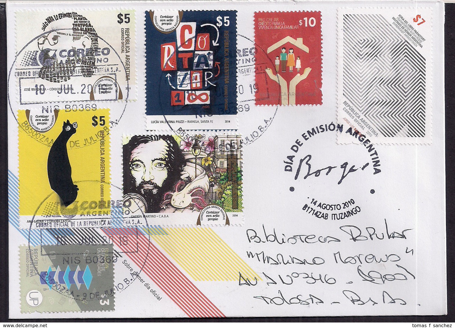 Argentina - 2019 - Écrivain Argentin - José Luis Borges - Julio Cortazar - Covers & Documents