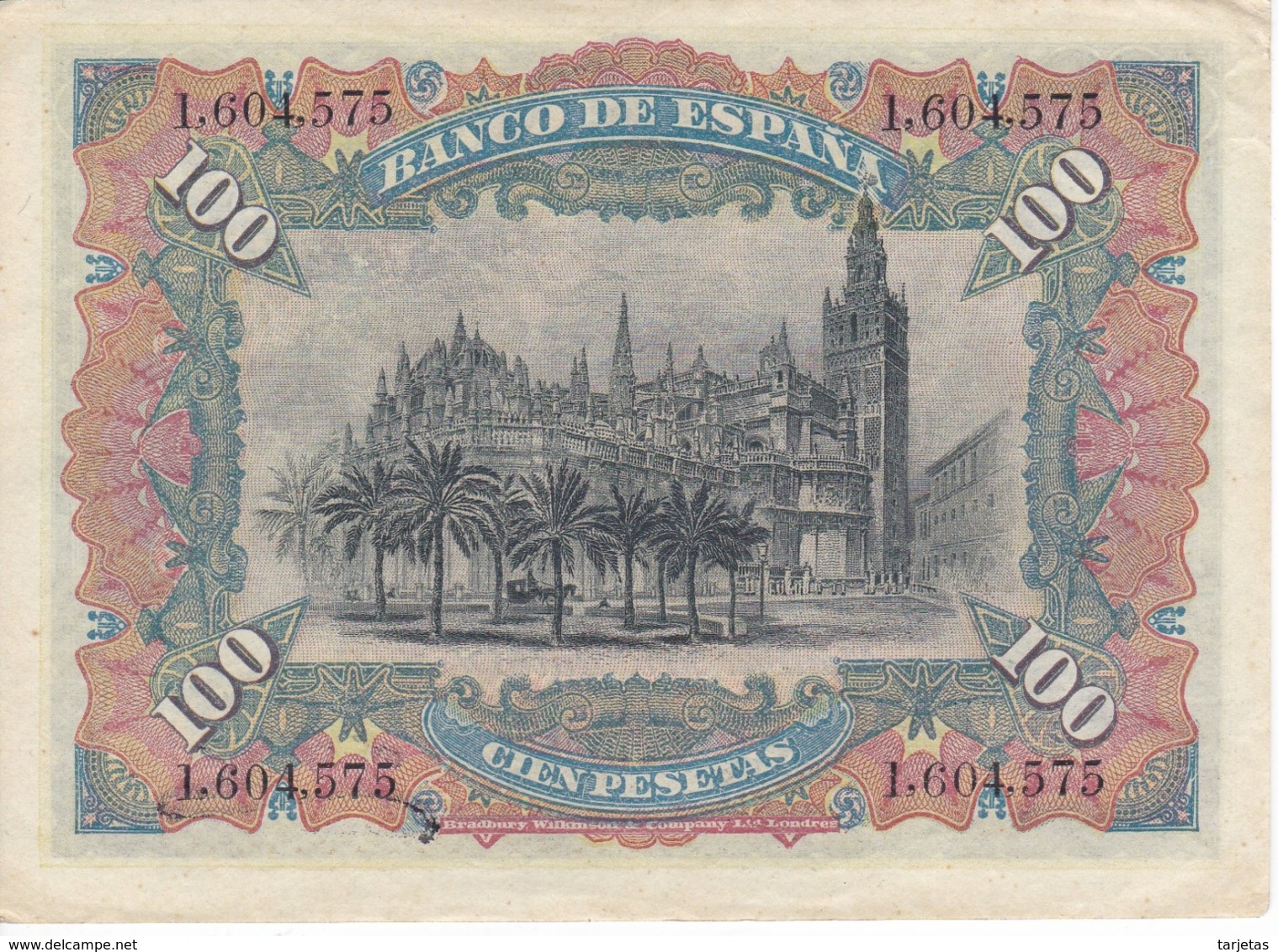 BILLETE DE ESPAÑA CLASICO DE 100 PTAS DEL AÑO 1907 EN CALIDAD EBC (XF) (BANKNOTE)  RARO Y DIFICIL - 50 Pesetas