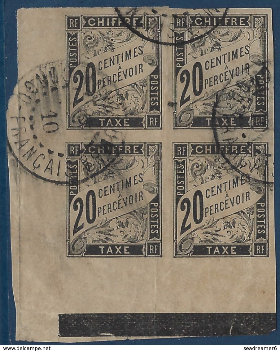 France Colonies Générales Congo Taxe N°8 20c Noir Bloc De 4 Cdfeuille Obl Dateur Rare - Used Stamps