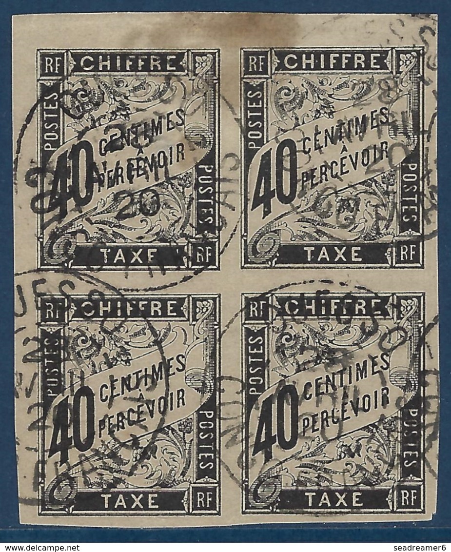 France Colonies Générales Congo Taxe N°10 40c Noir Bloc De 4 Cdfeuille Obl Dateur Ouesso Superbe Et Rare - Used Stamps