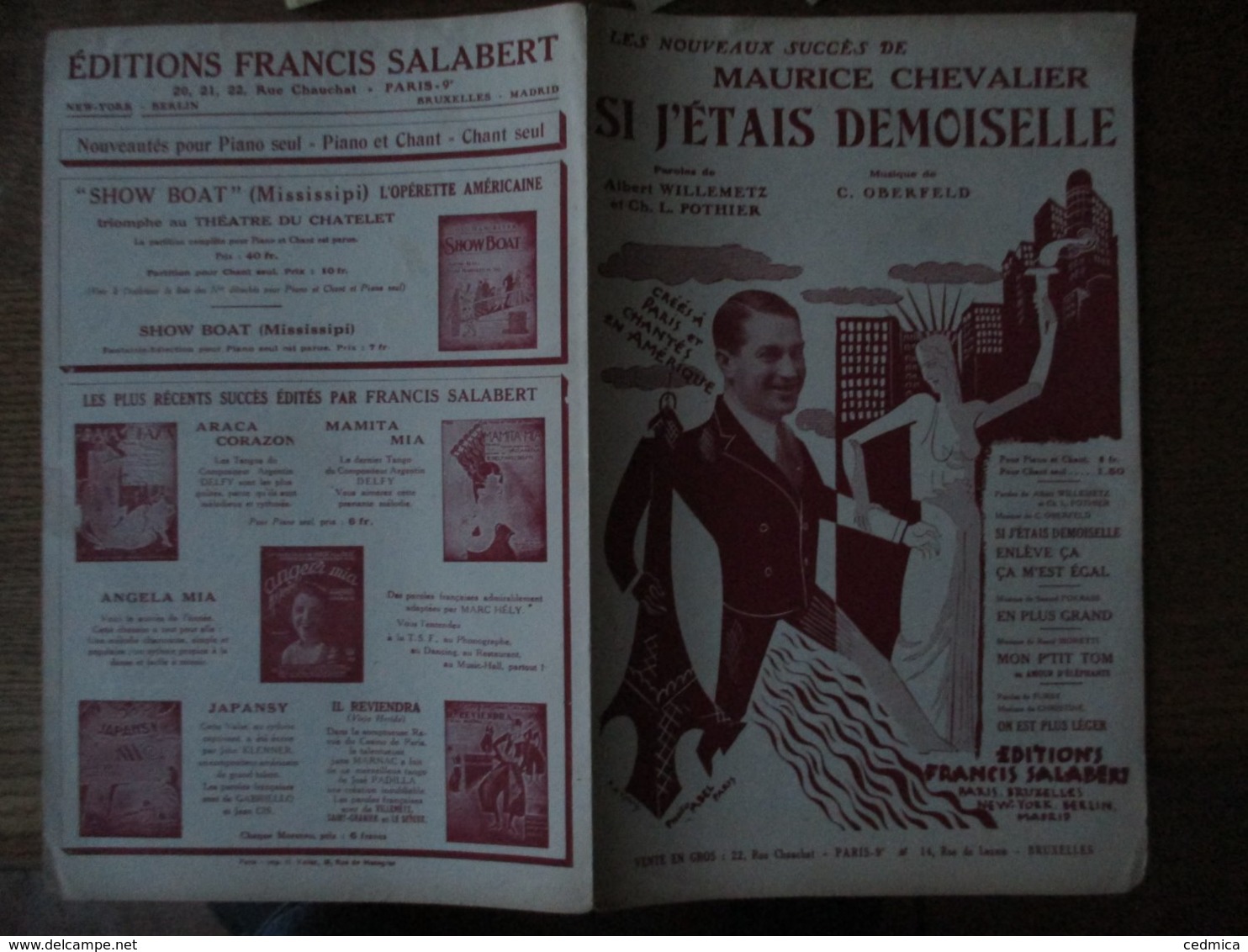 SI J'ETAIS DEMOISELLE MAURICE CHEVALIER PAROLES DE ALBERT WILLEMETZ ET CH. L. POTHIER MUSIQUE DE C. OBERFELD - Spartiti