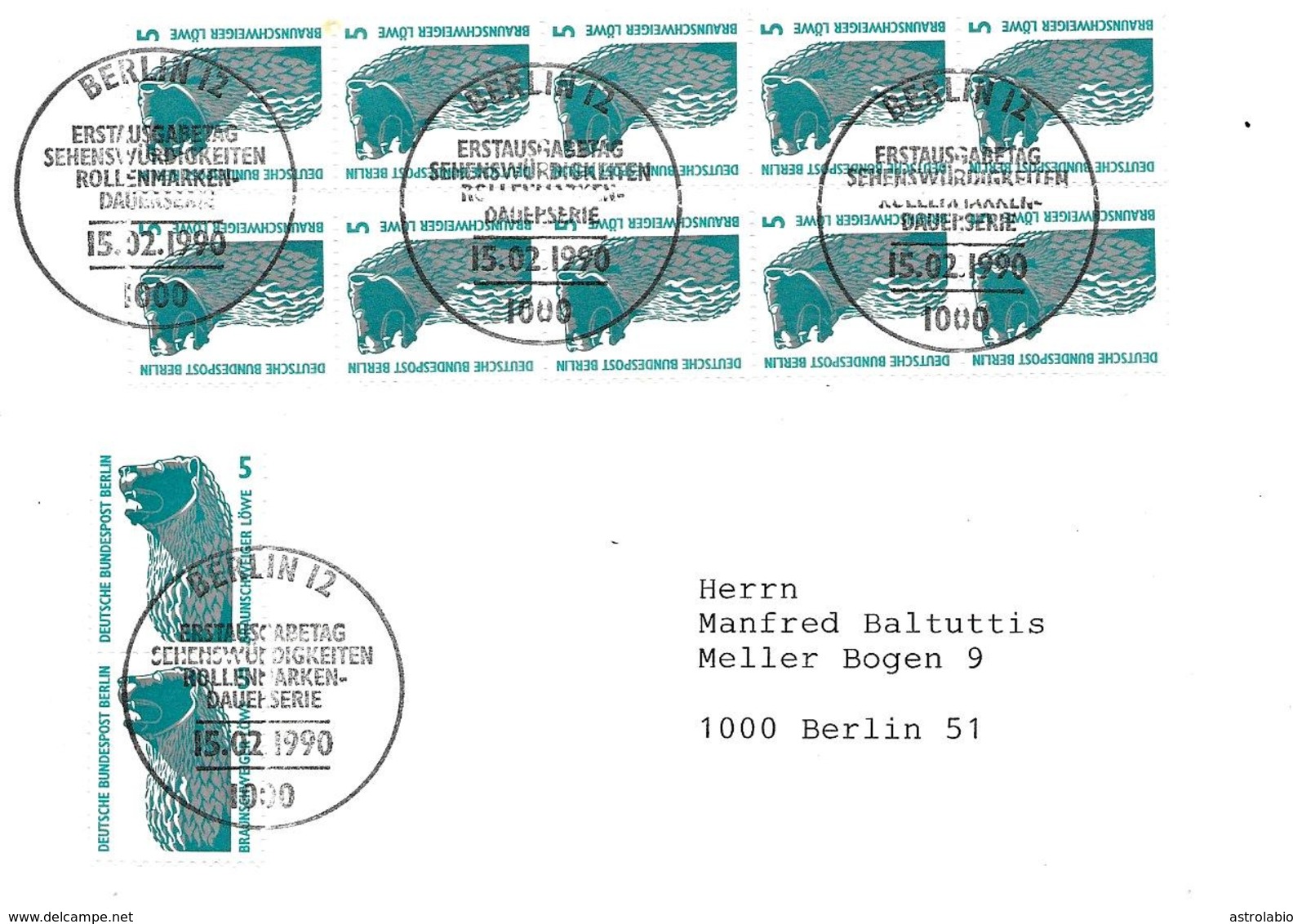 Lettre De Berlin 1990 Brief, Cover - Roulettes