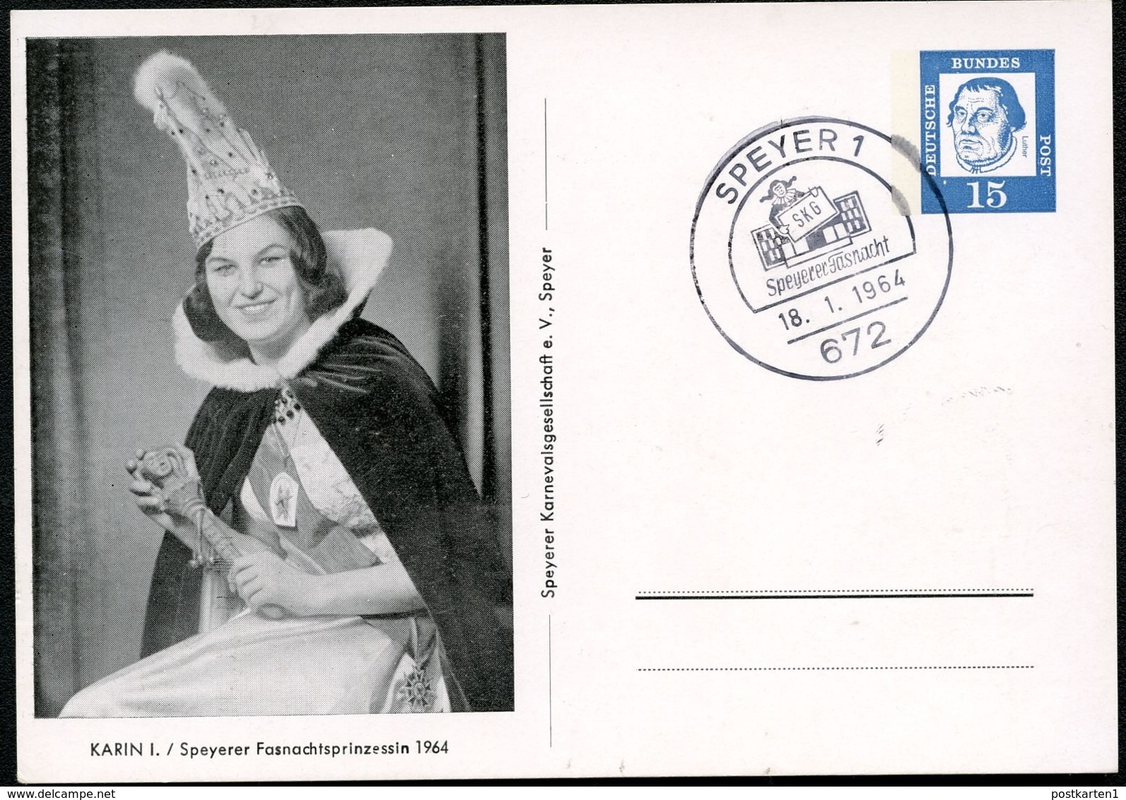 Bund PP29 C2/006 FASTNACHT SPEYER Sost. 1964 NGK 8,00 € - Cartes Postales Privées - Oblitérées