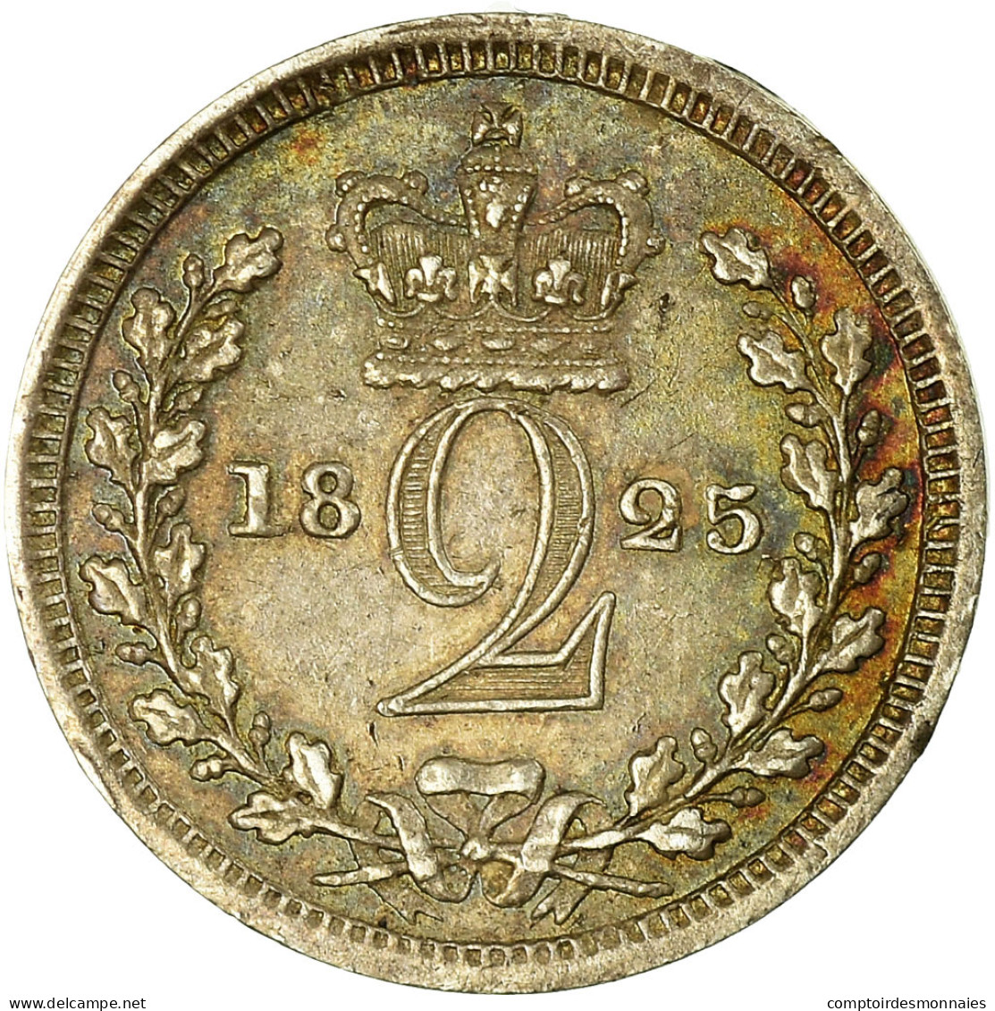 Monnaie, Grande-Bretagne, George IV, 2 Pence, 1825, TTB, Argent, KM:684 - E. 1 1/2 - 2 Pence